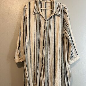 Elan Navy and Cream Striped Women’s Shirt
